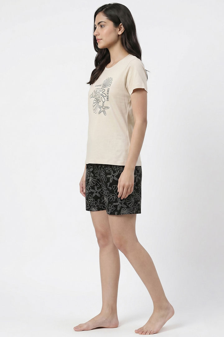 Zivame Knit Cotton Short Set - Black Beauty — image 3